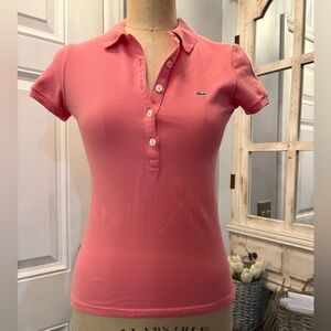 Lacoste Women's Coral Casual Preppy Polished ShortSleeve Polo Y2K‎ Size 36